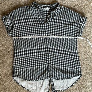 Beach Lunch Lounge Black and White Gingham Style Cotton Top Size M